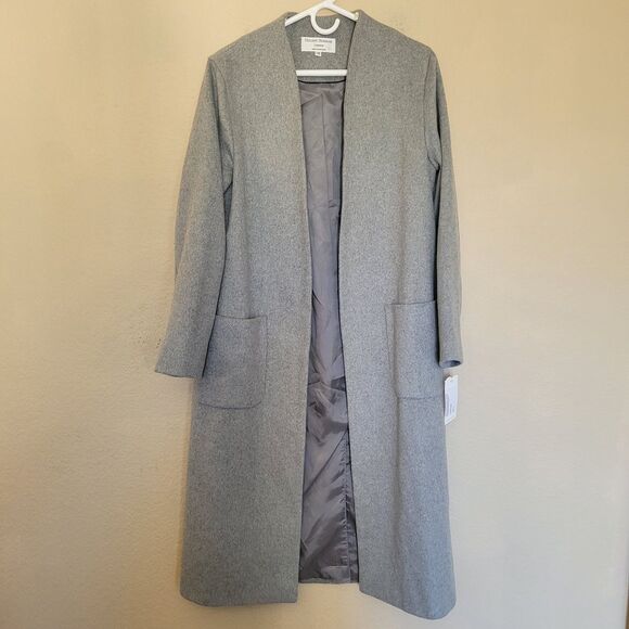 Helene Berman Jackets & Blazers - Helene Berman Womens Longline Over Coat Size 14 Gray Wool Blend Pockets Nwt